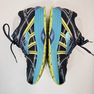 Brooks Adrenaline GTS 17 Running Shoe Black Hawaiian Ocean Blue Yellow Size 9.5M